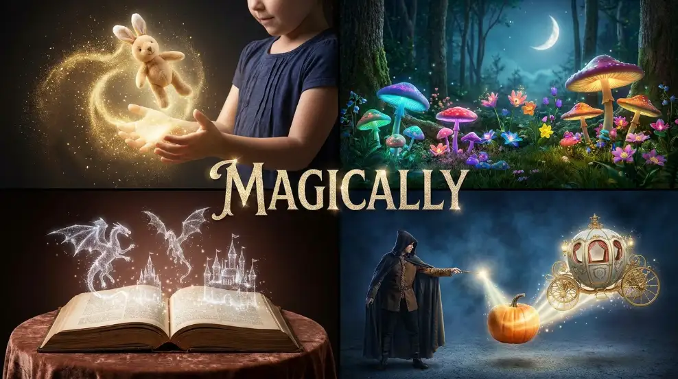 synonyms for magically